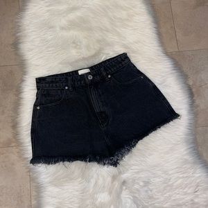 Abrand High Relaxed Raw Hem Denim Shorts